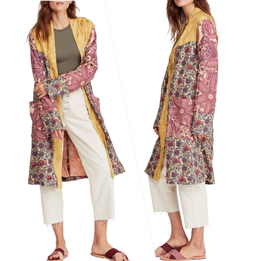 Free People Maggie Patched Duster Multi Sz Small